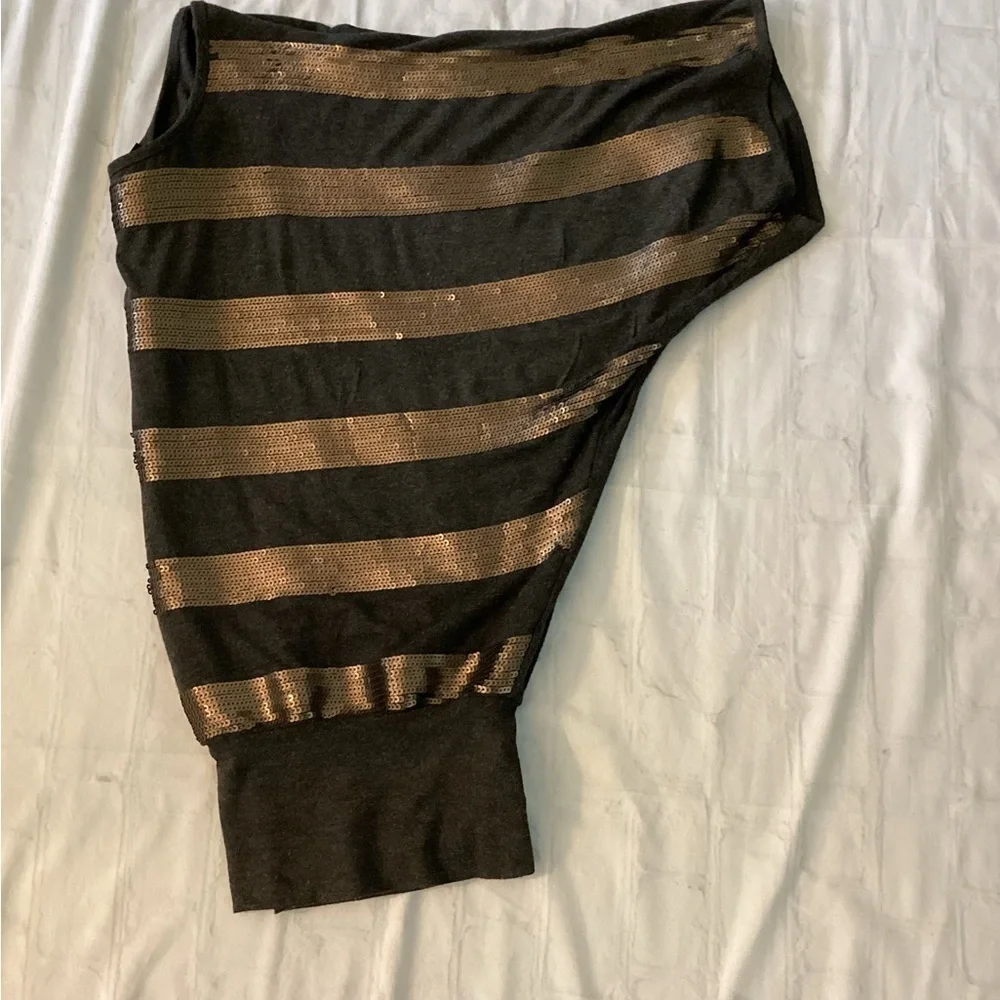 Striped Metallic Sweater Dolman Sleeve Top